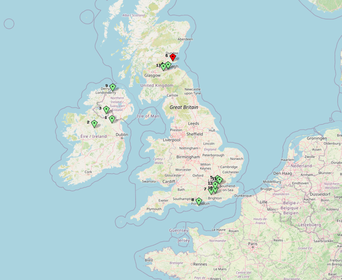 This map shows Autumn OARC Portable Day Locations