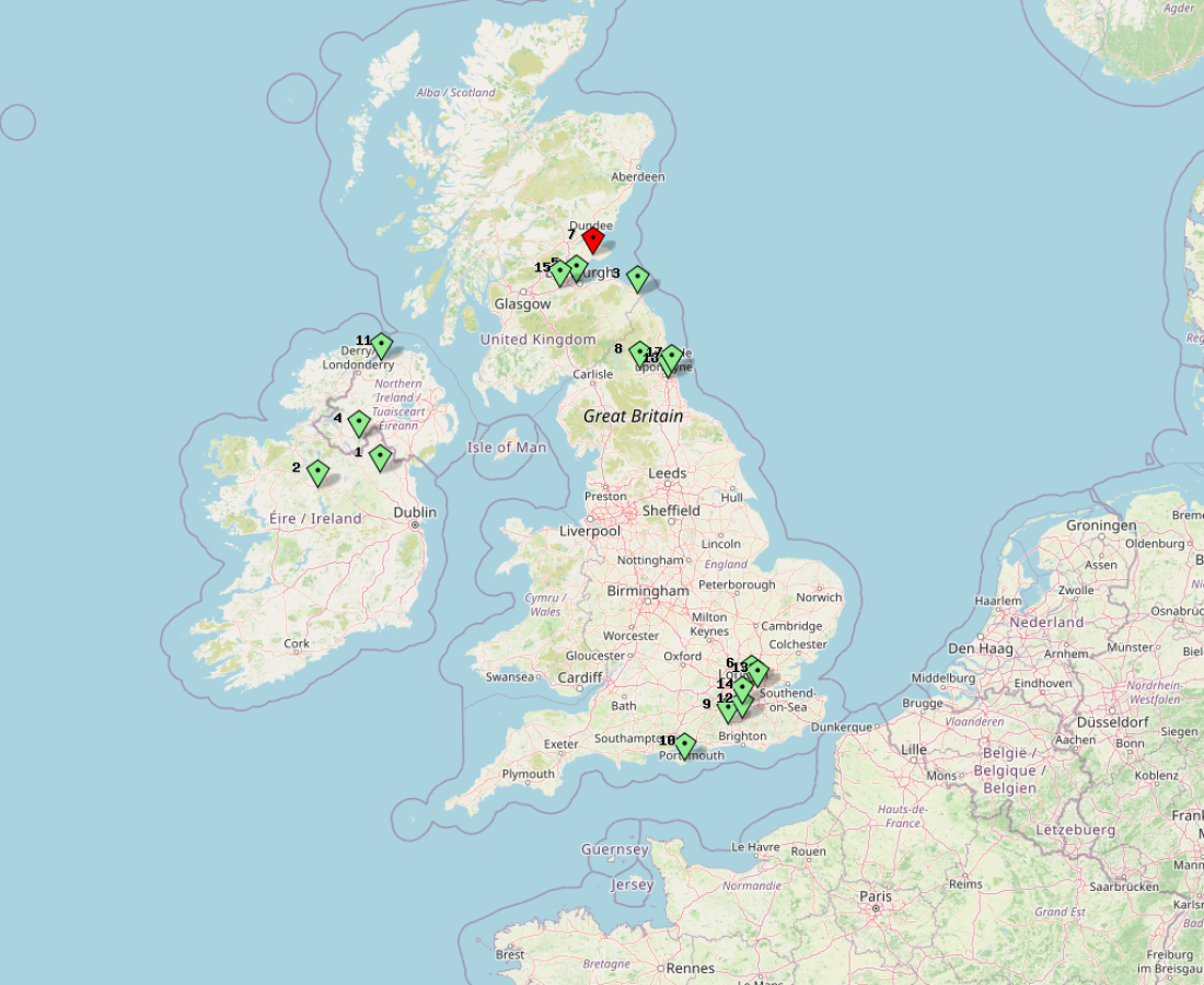 This map shows Autumn OARC Portable Day Locations