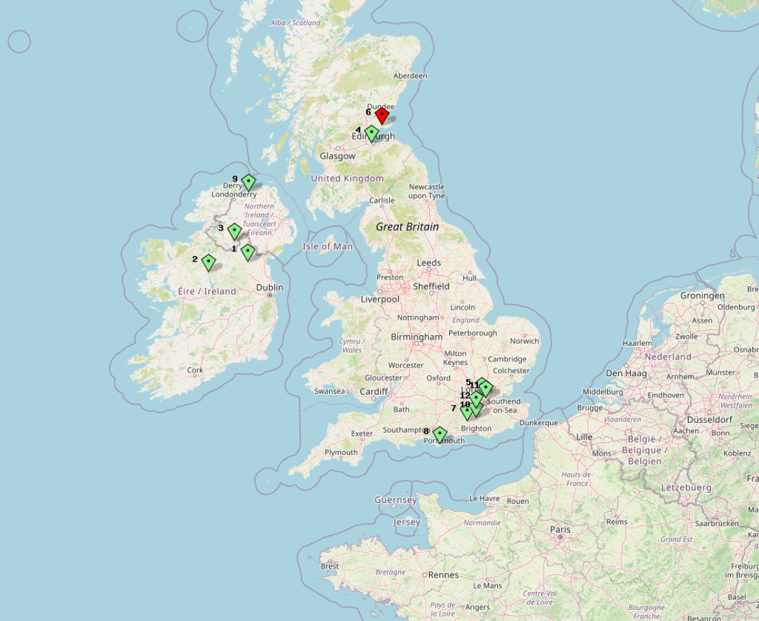 This map shows Autumn OARC Portable Day Locations